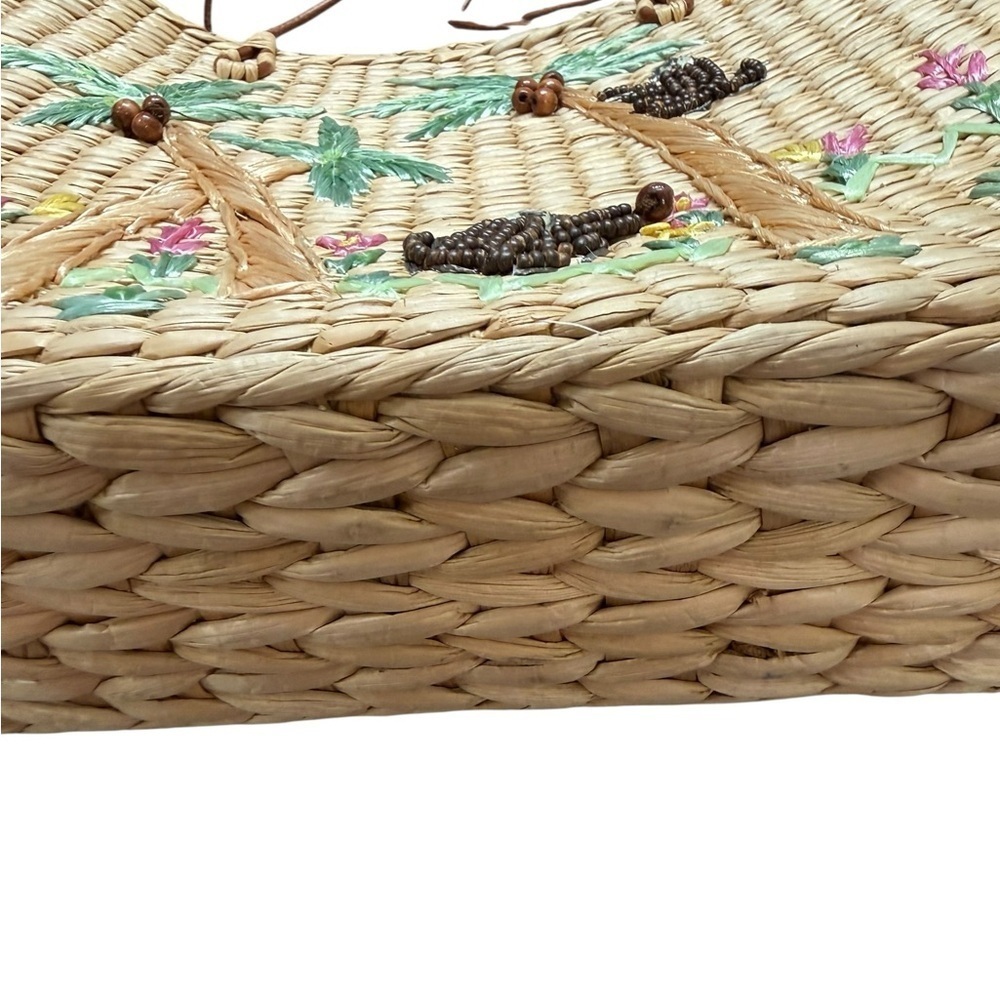 Cappelli Straworld Tropical Tote Embroidered Monkey  12 X 10 X 4  inch BOHO - Picture 7 of 7